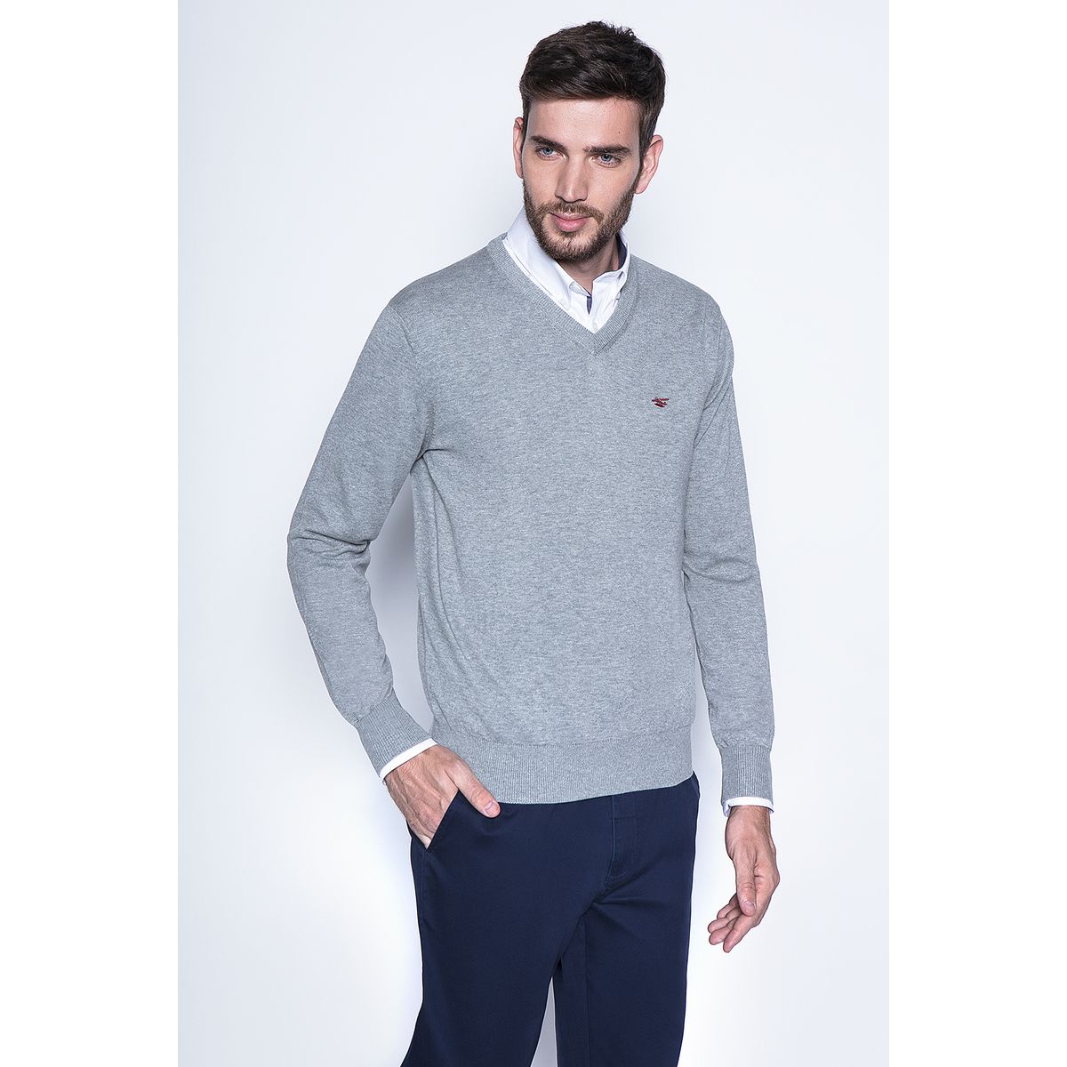 FEROUCH - Melange Sweater Smart Casual L/S Gris Ferouch