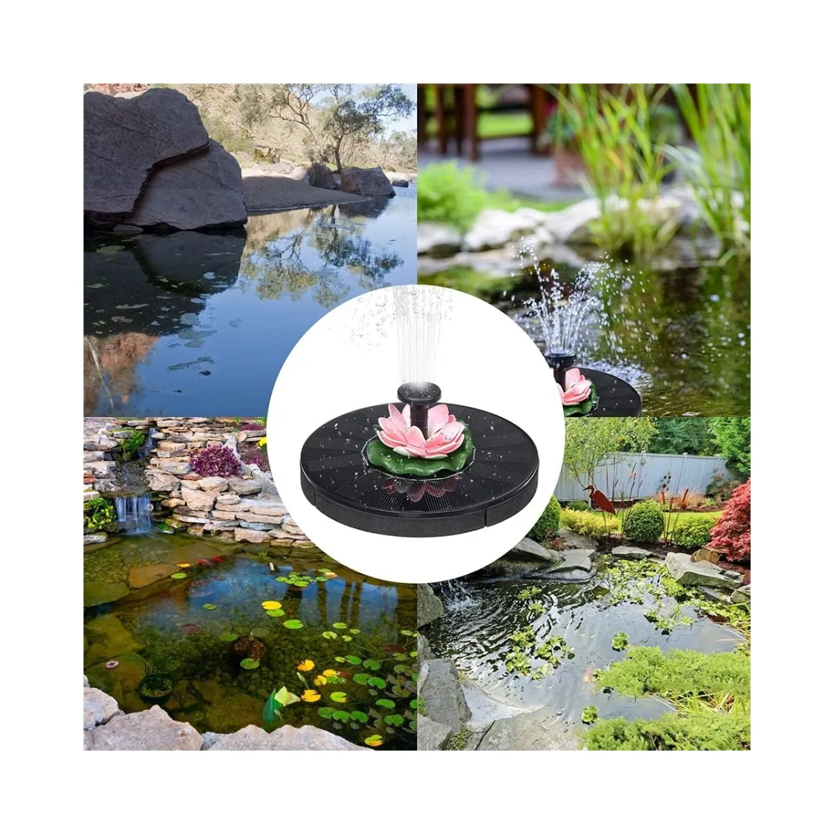 GENERICO - Fuente de flor solar redonda para jardín