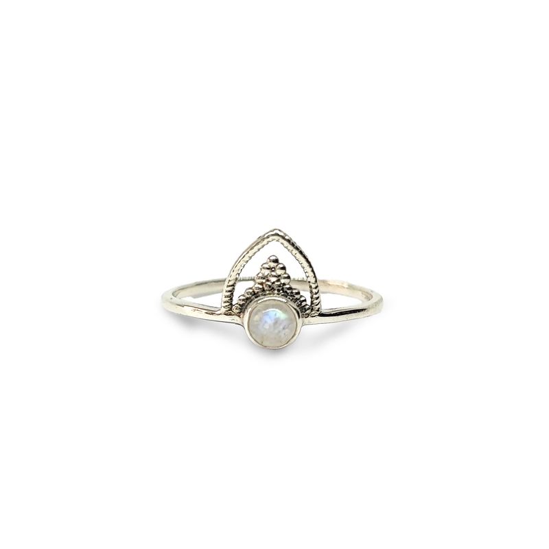 ANDREA COGGIOLA JOYAS - Anillo Prisha Piedra Luna Plata Fina 925