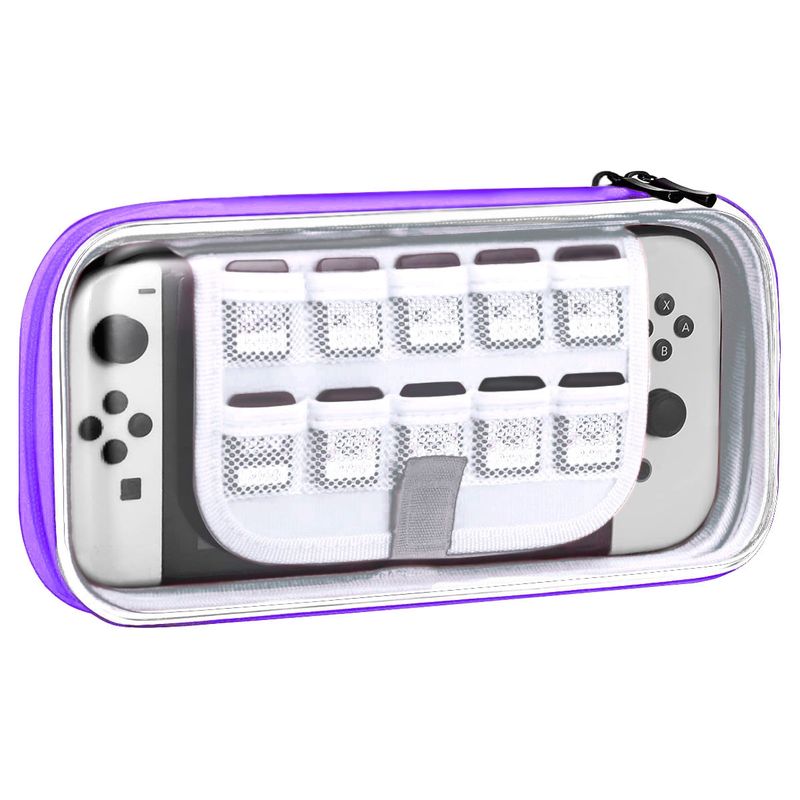 JOIGO - Estuche Para Nintendo Switch Oled Tapa Acrilica Transparente Lila