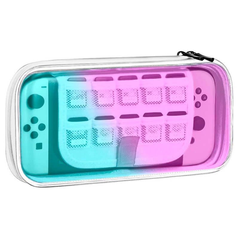 JOIGO - Estuche Para Nintendo Switch Oled Tapa Acrilica Transparente Celeste.