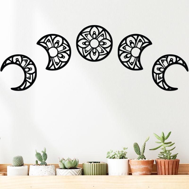 ELAB PROPIA - Set 5 Cuadros Fases De La Luna 40x40cm c.u. - Madera Fun Republic