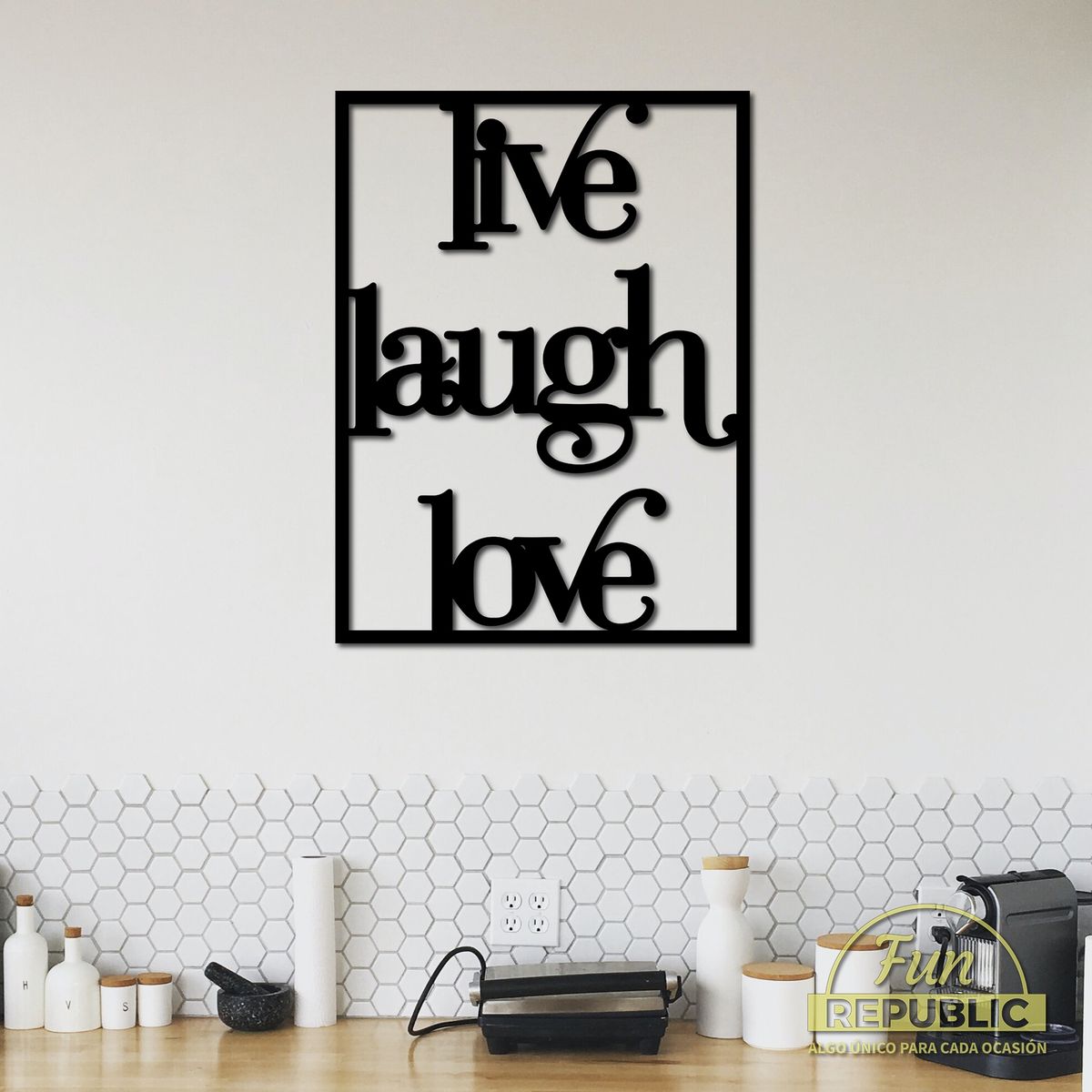 ELAB PROPIA - Cuadro Decorativo Live Laugh Love 40x30cm - Madera Fun Republic