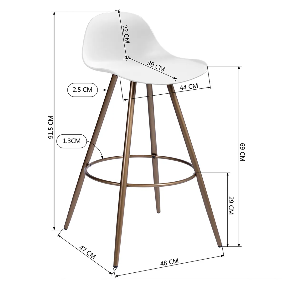 NOVAHUS - Pack 4 Pisos de Bar PP Blanco