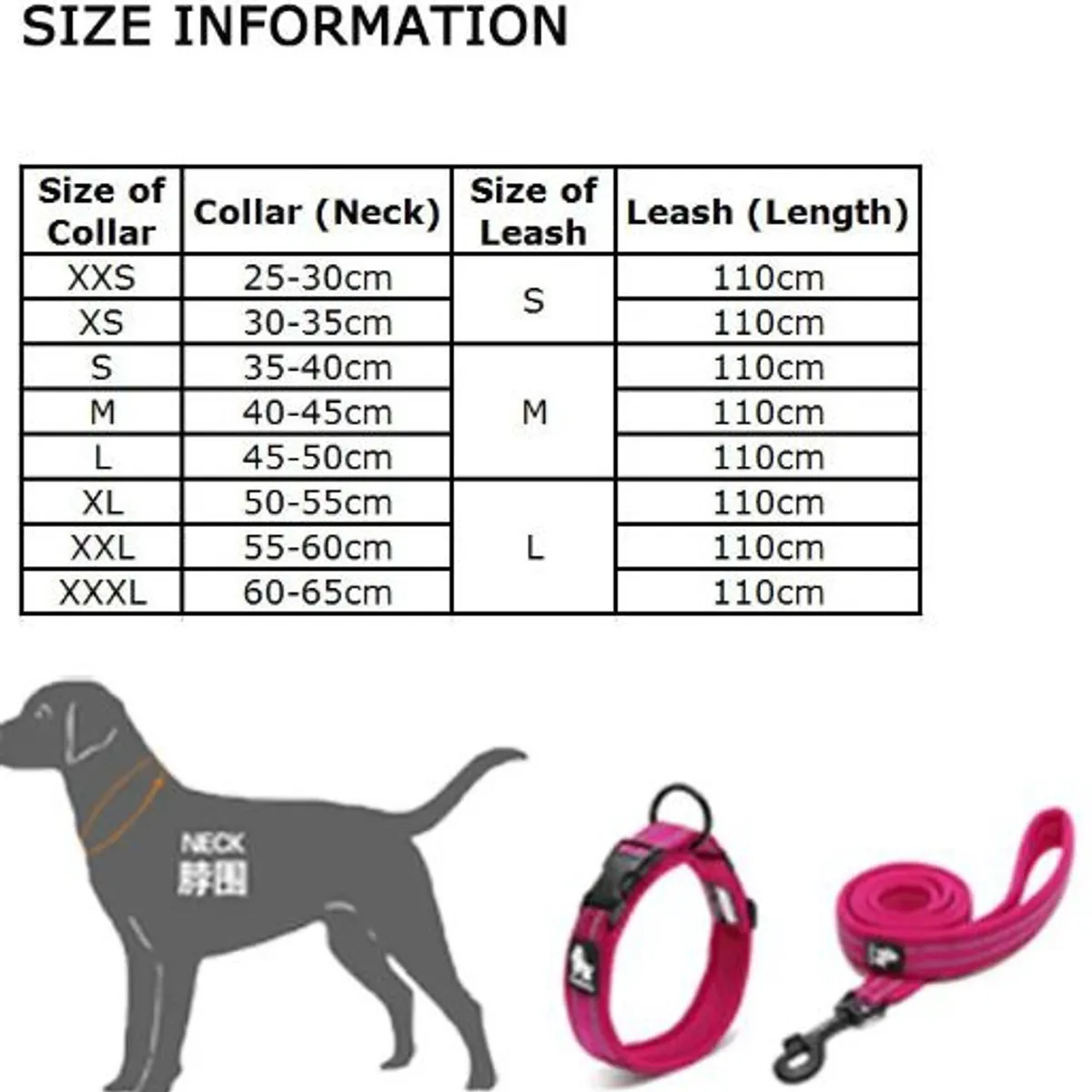 GENERICO - Conjunto de Collar y Correa para mascotas Talla L