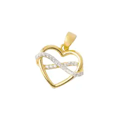 JB JOYAS BARON - Colgante de Oro 14kt Corazón Circonitas Entrelazados
