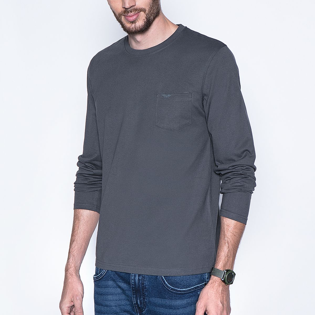 FEROUCH - Polera Basica Ml Gris Ferouch