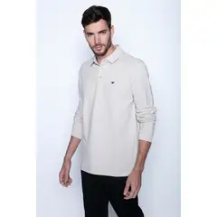 FEROUCH - Polera Polo Ml Beige