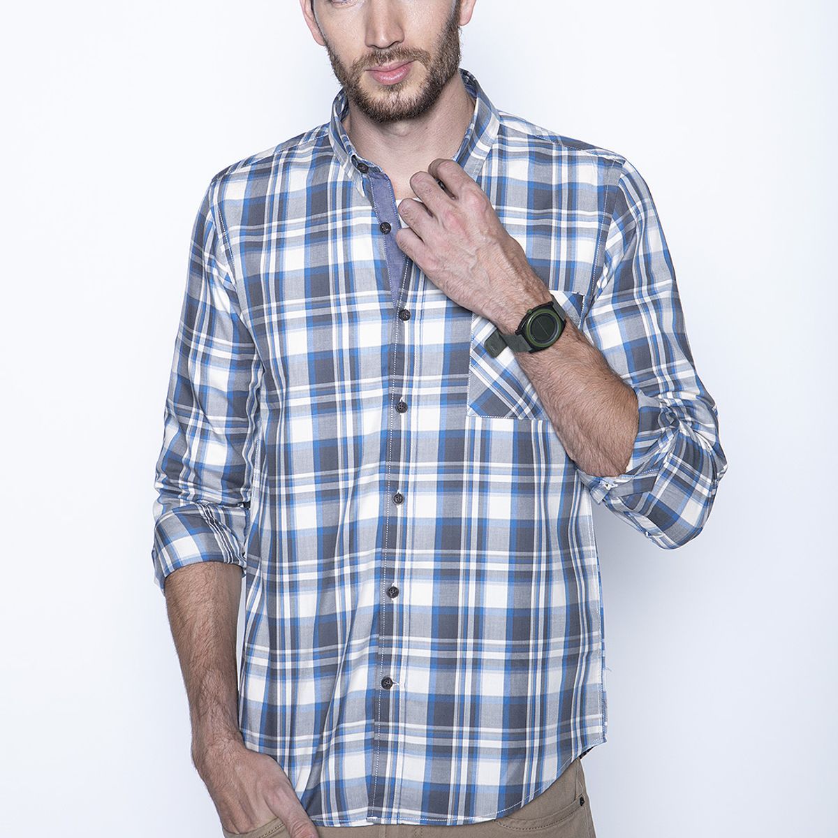 FEROUCH - Camisa Check California Fj Azul Ferouch
