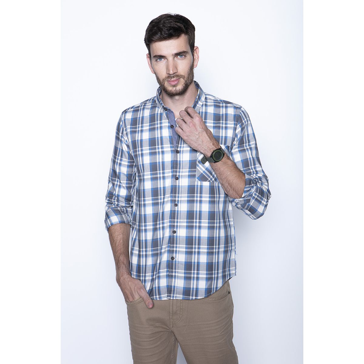 FEROUCH - Camisa Check California Fj Azul Ferouch
