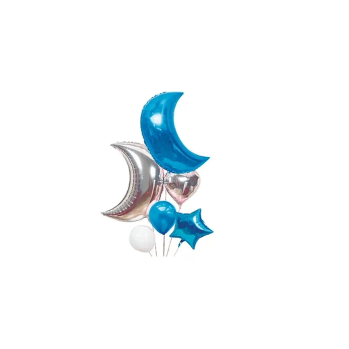 GENERICO - Sets De Globos Luna Estrella Azul Plata 6Pcs