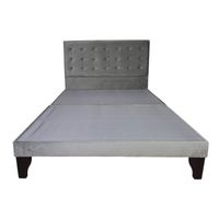 Cama Europea 2 Plazas Base Dividida + Respaldo Abotonada gris