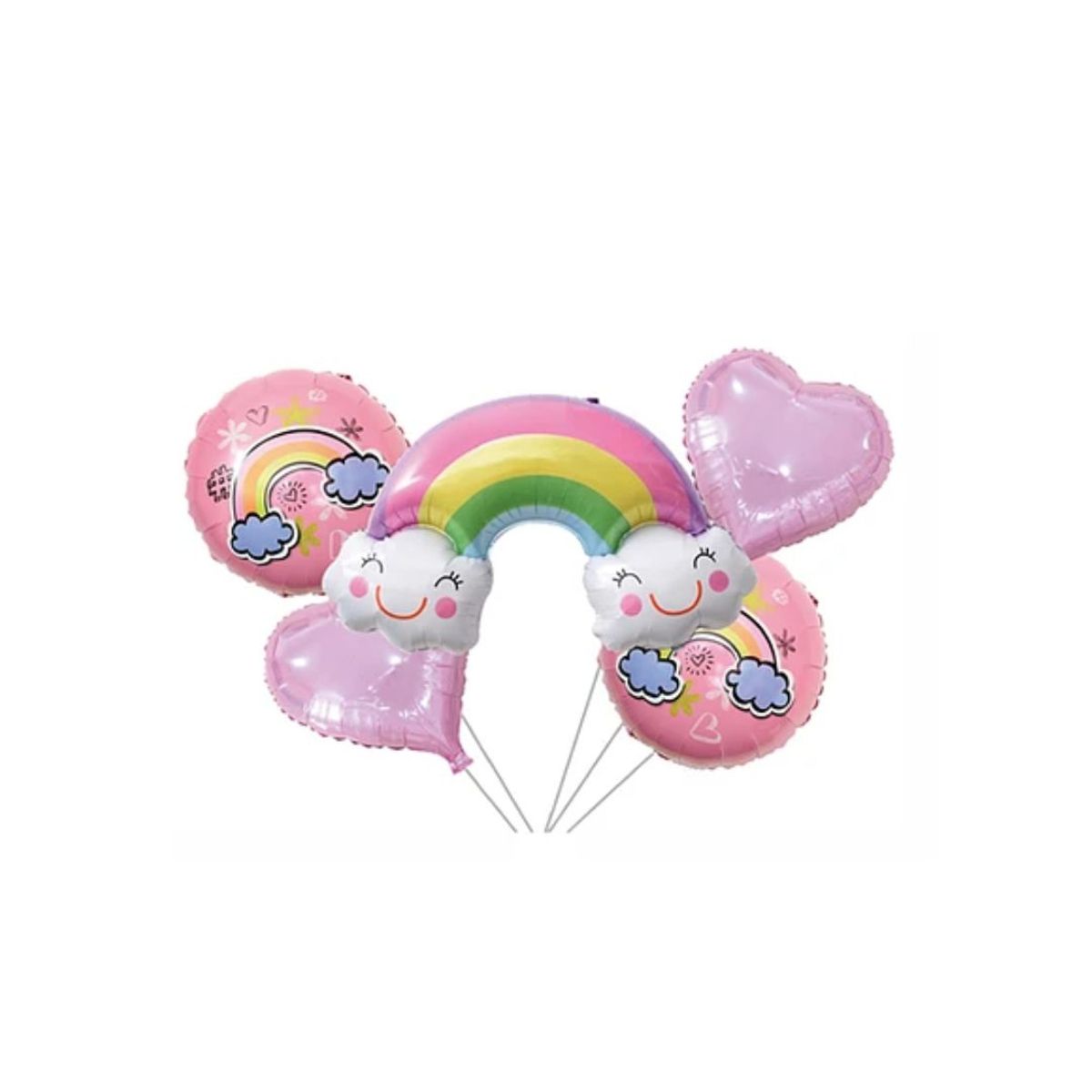 GENERICO - Sets De Globo Arcoiris Con Nubescorazón 5pcs