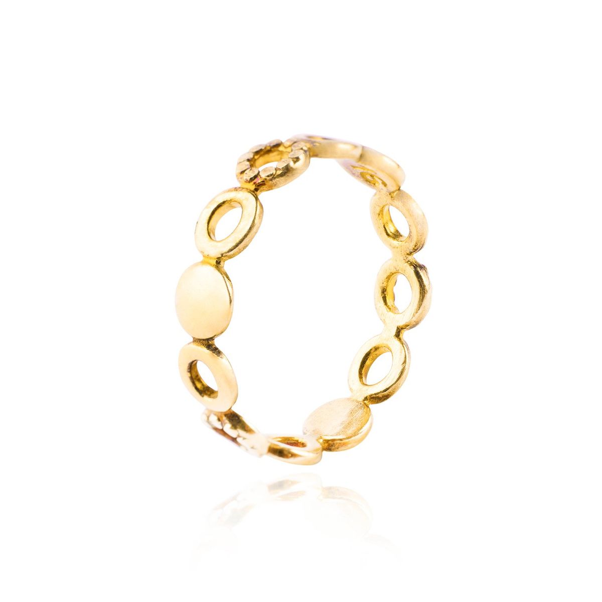 JB JOYAS BARON - Anillo Plata Esterlina 925 Círculos 40 Revestido en Oro 18kt