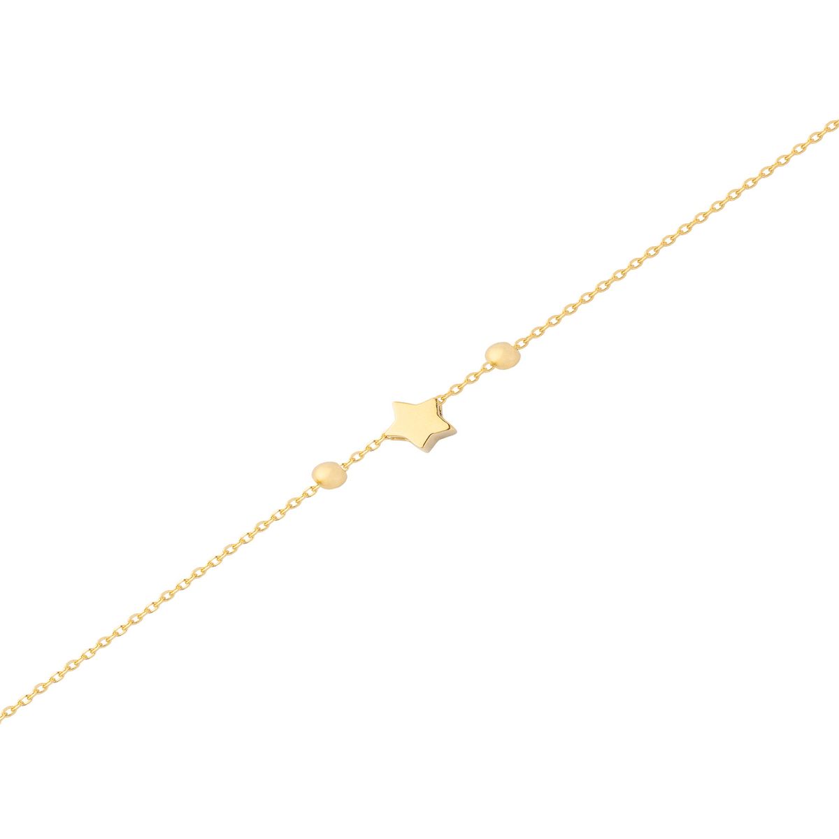 JB JOYAS BARON - Pulsera de Plata Esterlina 925 Estrella Bolita Revestido en Oro 18kt