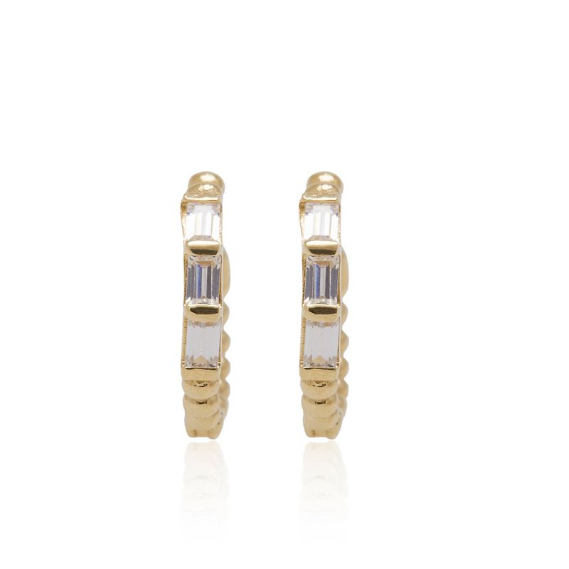 JB JOYAS BARON - Aros de Oro 18kt Argollas Bolita Circon