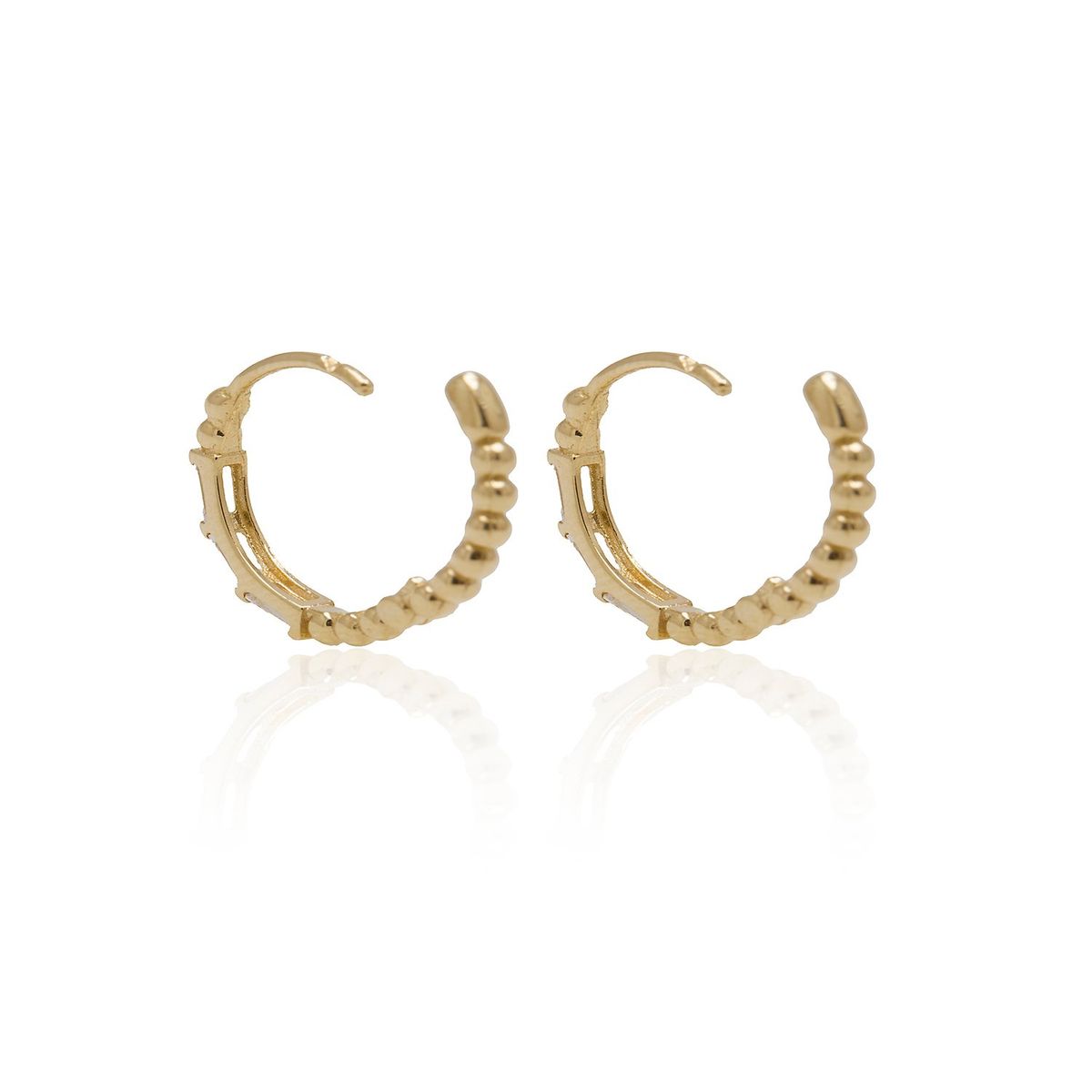 JB JOYAS BARON - Aros de Oro 18kt Argollas Bolita Circon