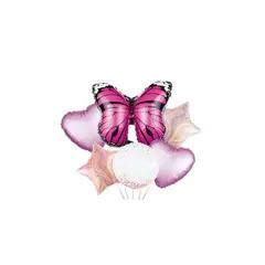 GENERICO - Set De Globos Metalicos De Mariposa 5pcs