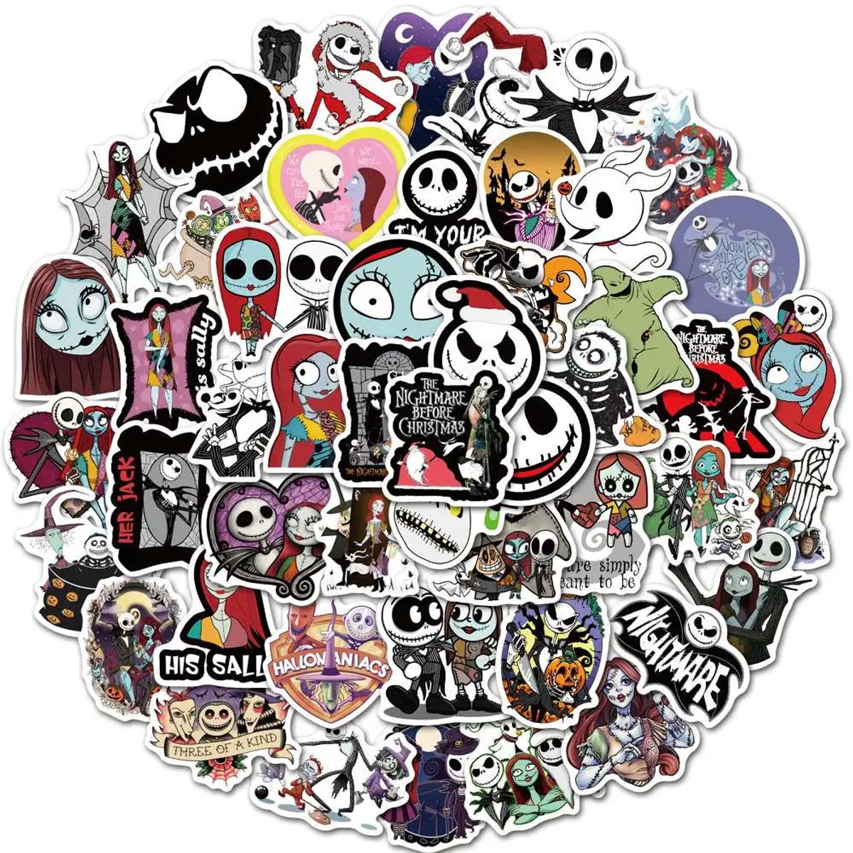 GENERICO - Pack Sticker Jack Skellington The Nightmare Before Christmas - Blanco-