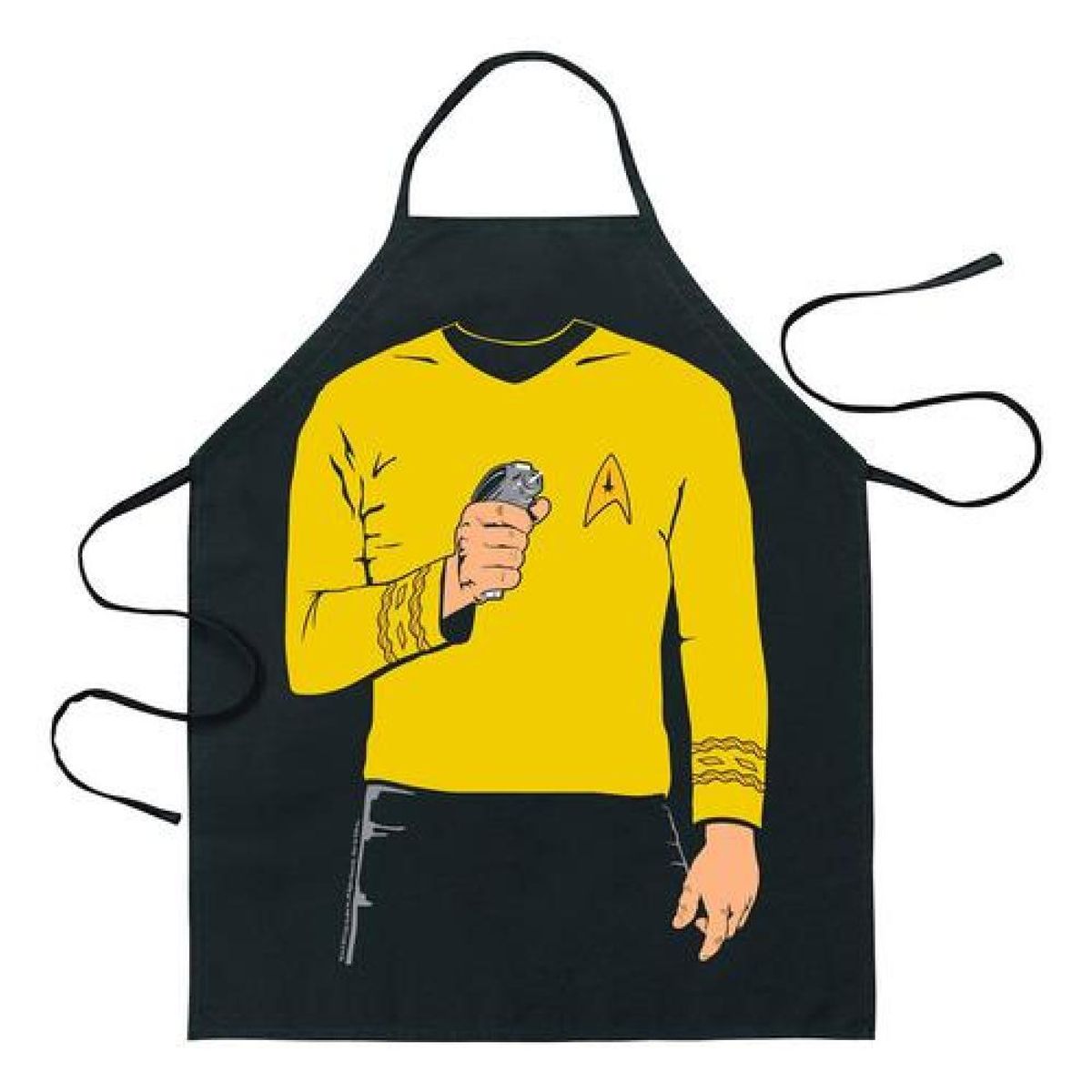 GENERICO - Delantal Cocina Star Trek Capitan Kirk Enterprise - Negro