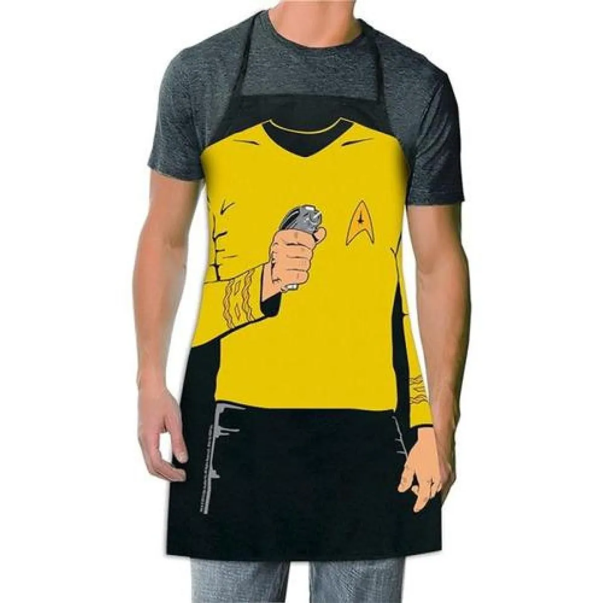 GENERICO - Delantal Cocina Star Trek Capitan Kirk Enterprise - Negro
