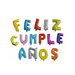 GENERICO - Globo Letras Feliz Cumpleaños Colores 16 Pulgadas
