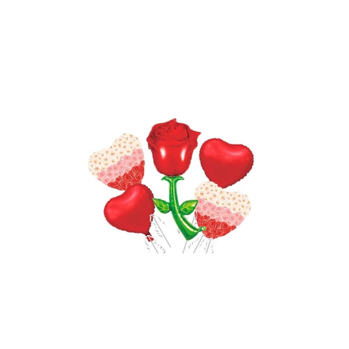 GENERICO - Set De Globos Metálicos Rosa Roja 5 Piezas