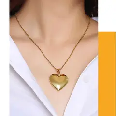 GENERICO - Collar Relicario Corazón Liso Guardapelo En Acero Inoxidable