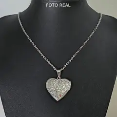 GENERICO - Collar Relicario Corazón Te amo Love Guardapelo Acero Inoxidable
