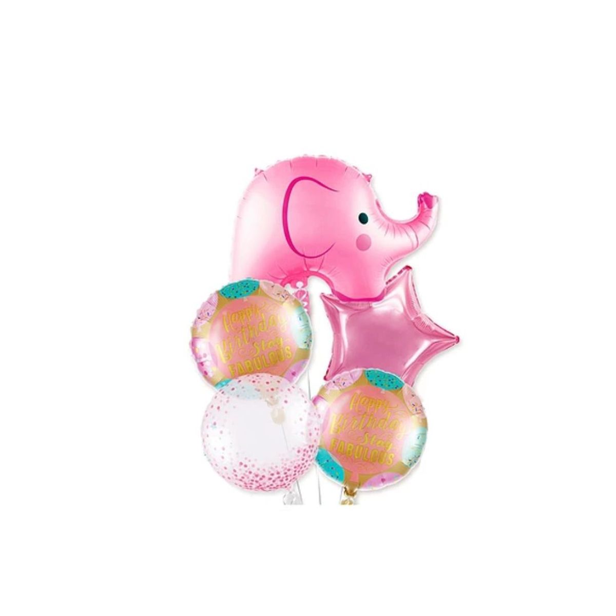 GENERICO - Set De Globos Elefante Rosado 5pcs