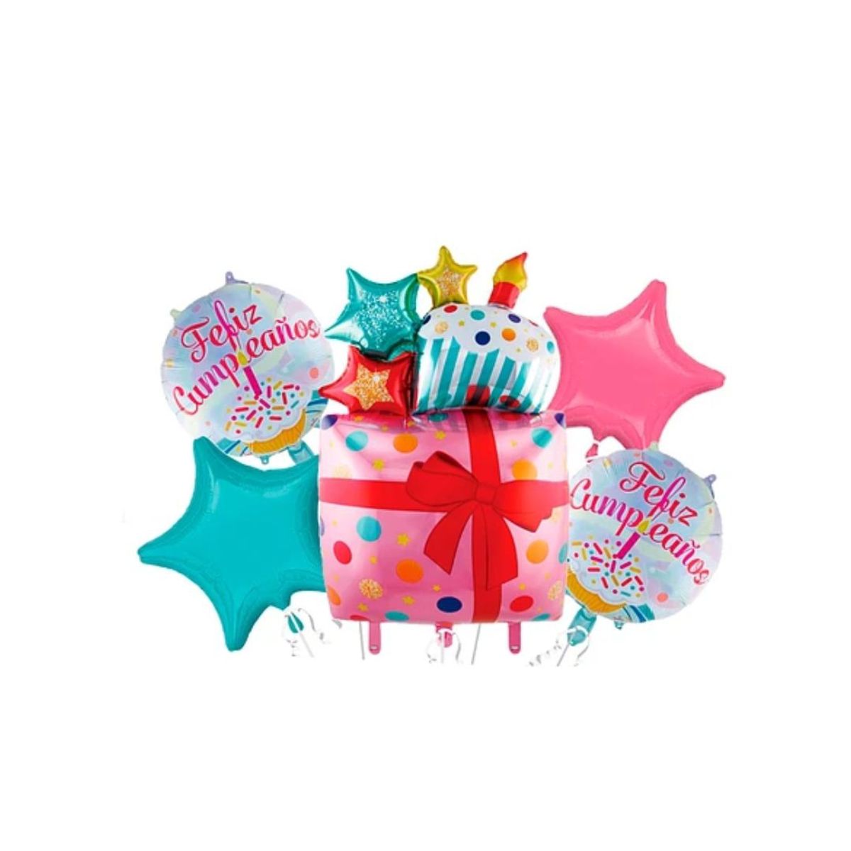 GENERICO - Set De Globos Metálicos Feliz Cumpleaños Rosa 5Pcs