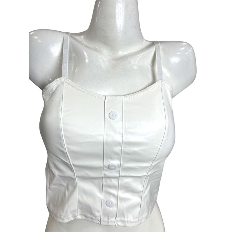 MEDIA LUNA - Crop Top Diseño Kitty con Botones Delanteros