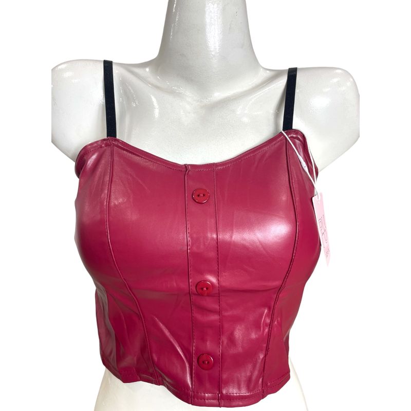 MEDIA LUNA - Crop Top Diseño Kitty con Botones Delanteros