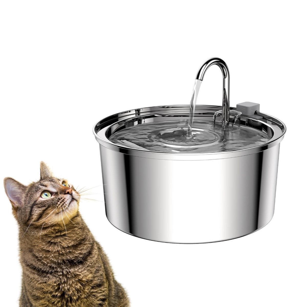 GENERICO - Bebedero Gato Inox Llave Silenciosa Sensor 4 Filtros