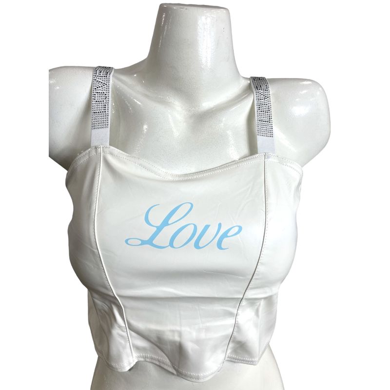 MEDIA LUNA - Crop Top en Cuerina Diseño Love