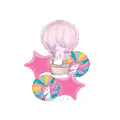 GENERICO - Set De Globos Metalizado Aerostático Unicornio 5pcs