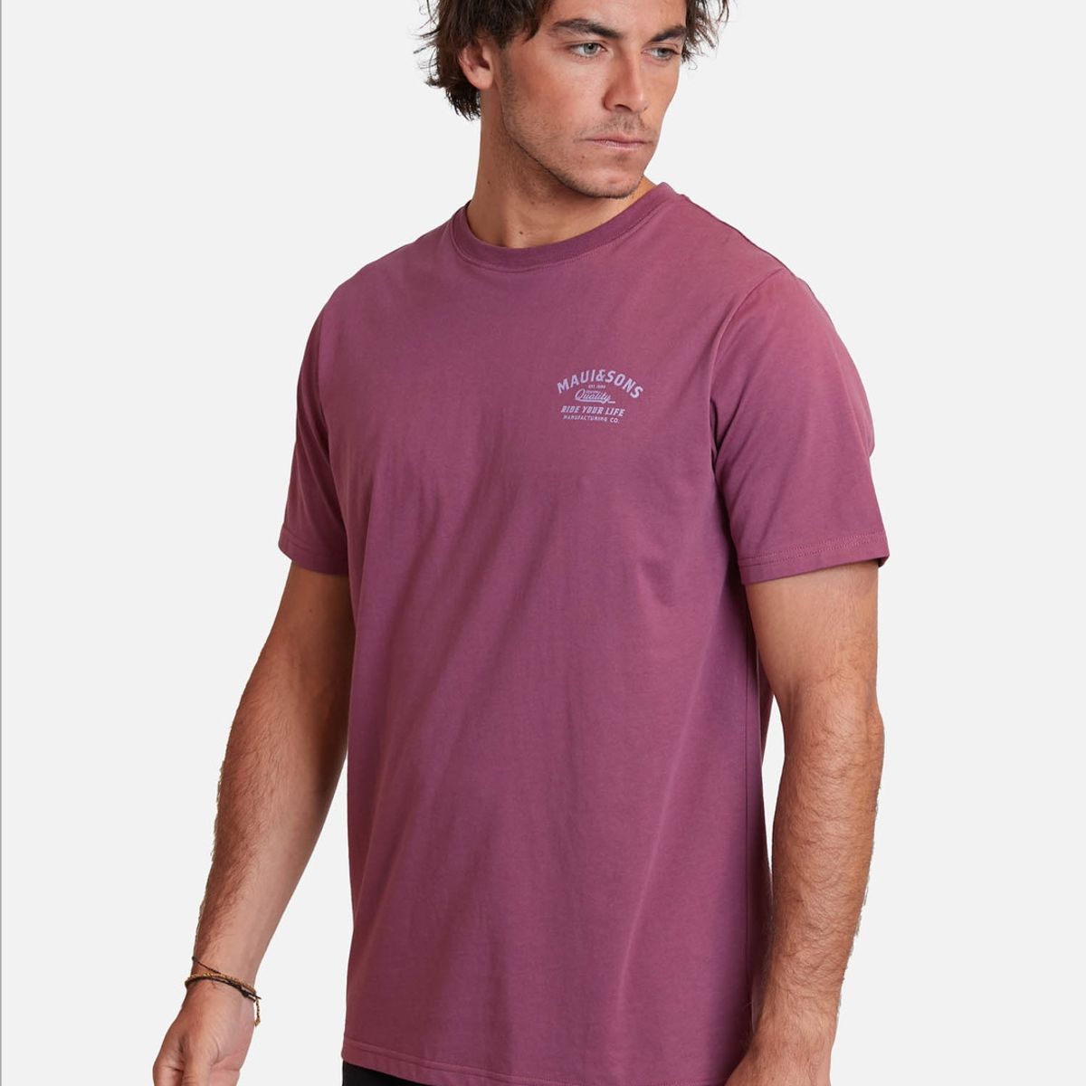 MAUI AND SONS - Polera ride you life tees Burdeo Hombre Maui And Sons