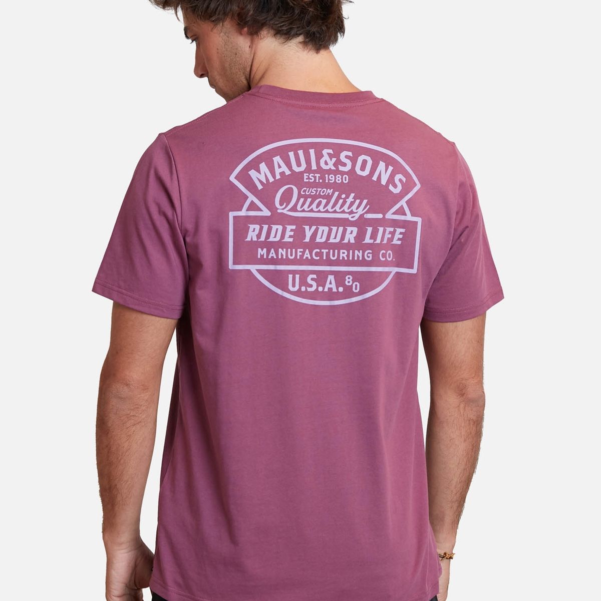 MAUI AND SONS - Polera ride you life tees Burdeo Hombre Maui And Sons