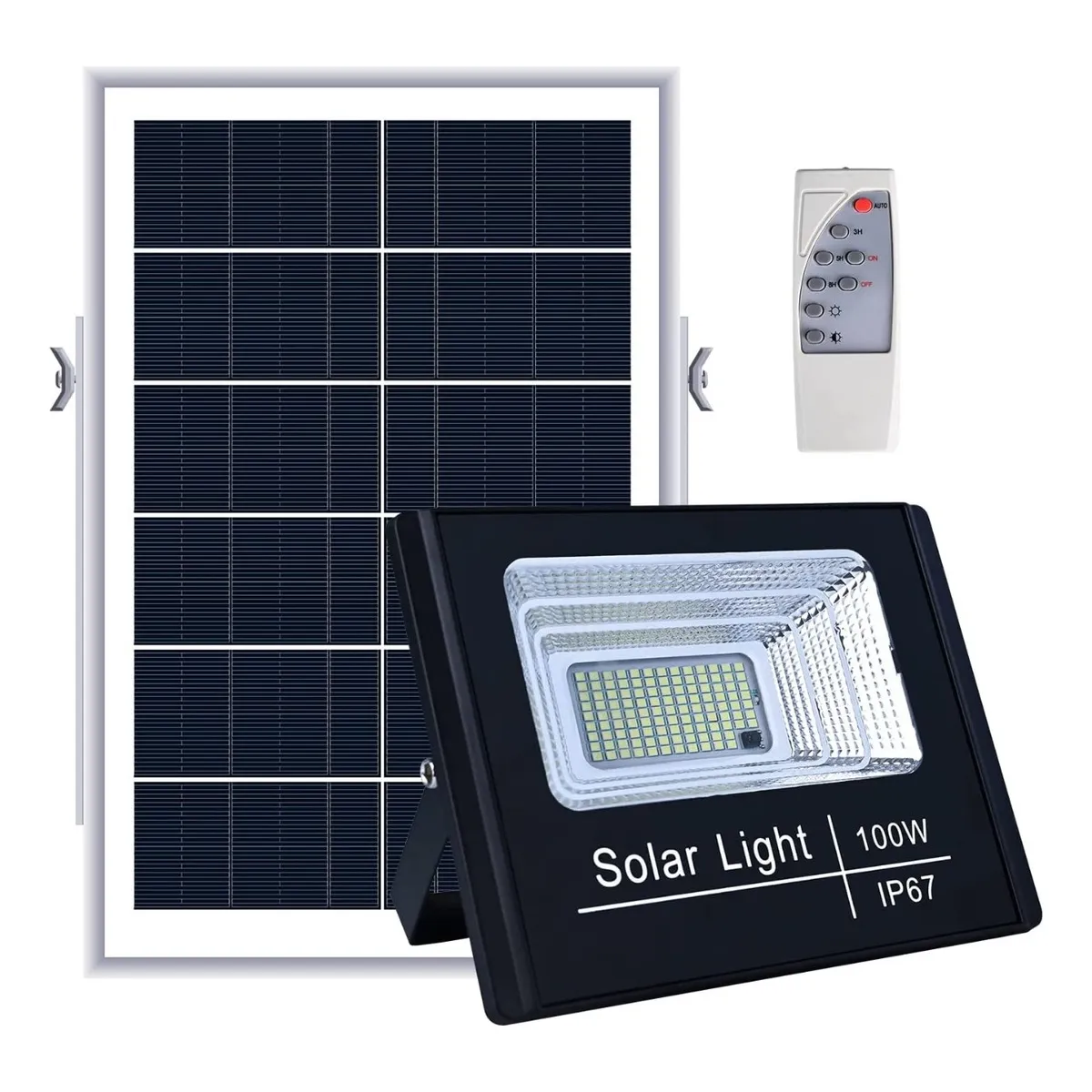 GENERICO - Foco Reflector Led Solar 100w Con Panel Y Control Exterior