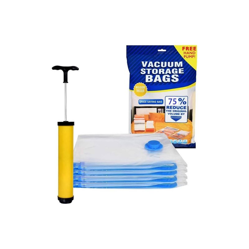 GENERICO - Set De 5 Bolsas De Almacenaje Al Vacío Para Ropa + Bombin
