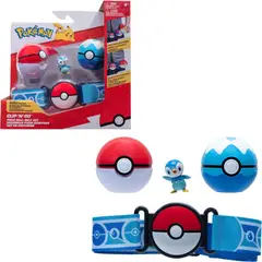 POKEMON - Pokémon Cinturón Entrenador 2 Pokebolas Y Figura Piplup