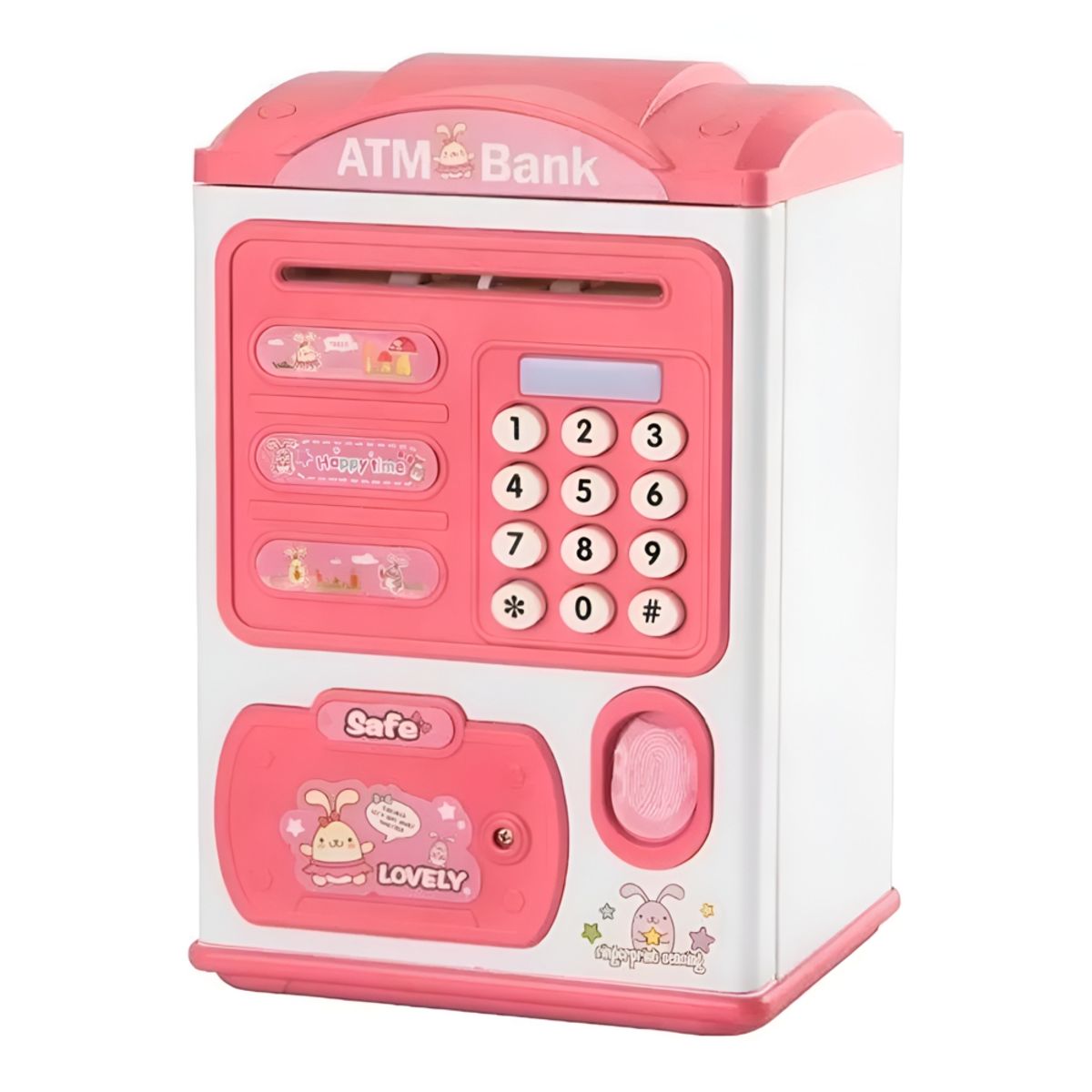 GENERICO - Alcancía De Ahorro Electrónica Sonido Huella Y Clave Rosa