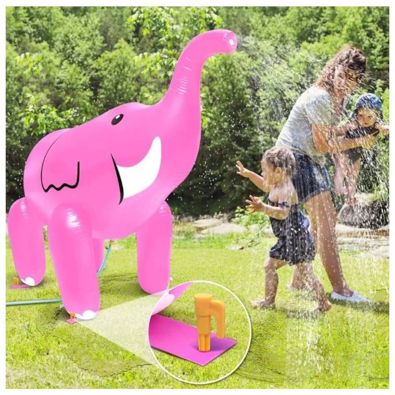 GENERICO - Elefante Inflable Rociador Agua Verano Piscina gigante Rosad