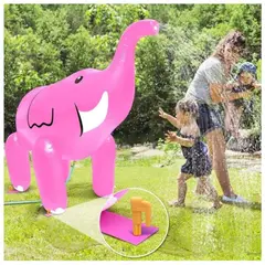 GENERICO - Elefante Inflable Rociador Agua Verano Piscina gigante Rosad