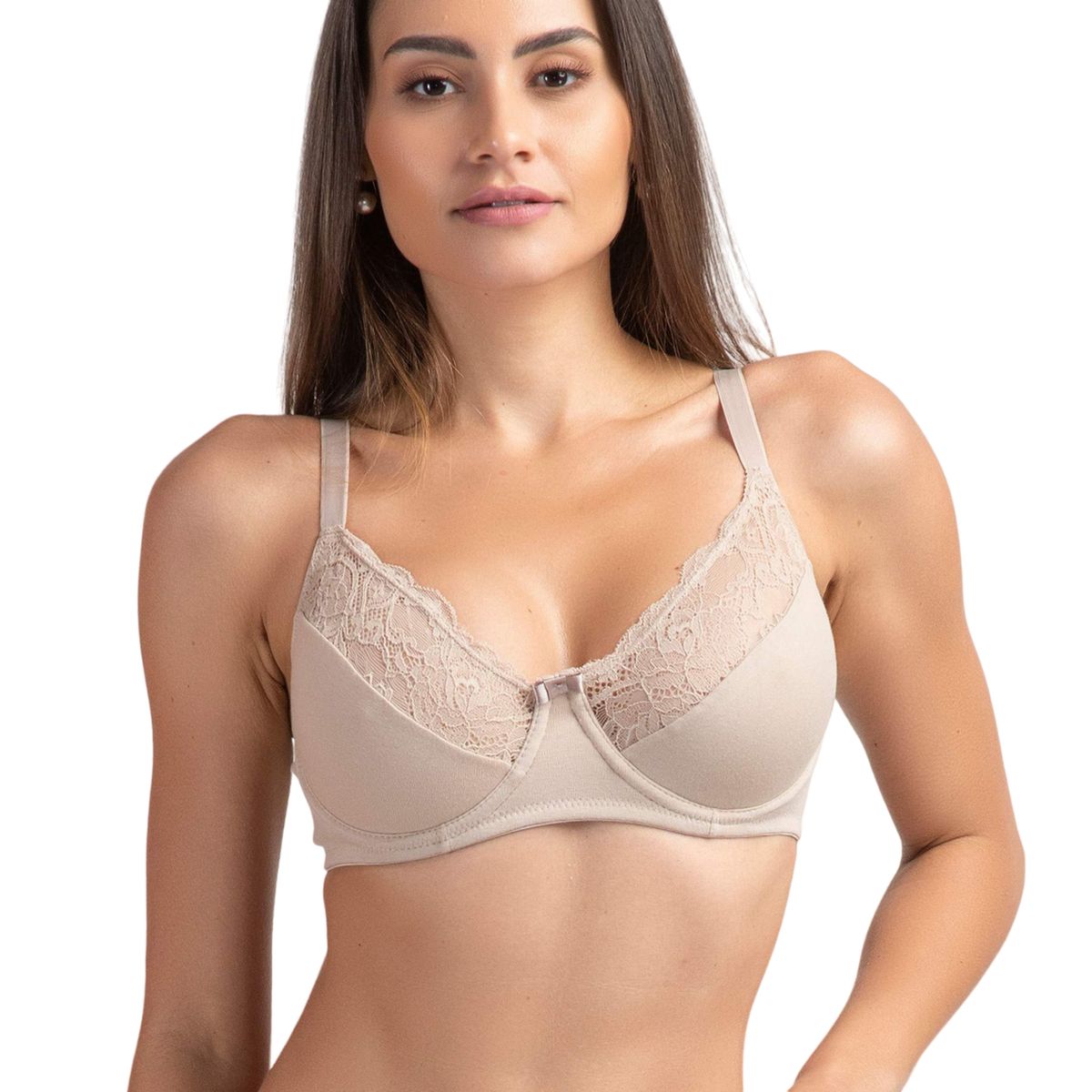 GENERICO - Sostén Algodón y Encaje Gardenia - Beige