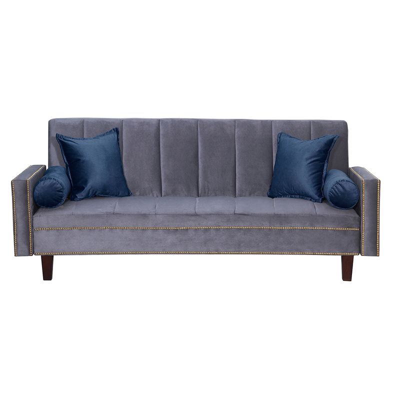 GENERICO - Futon Sofa Cama Vanguardia 200 x110 Gris - Azul
