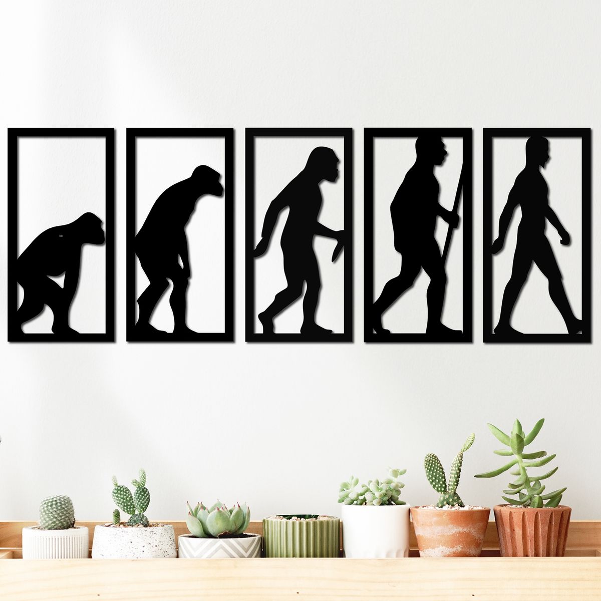 ELAB PROPIA - Set 5 Cuadros Evolución Humana 40x20cm c.u. - Madera Fun Republic