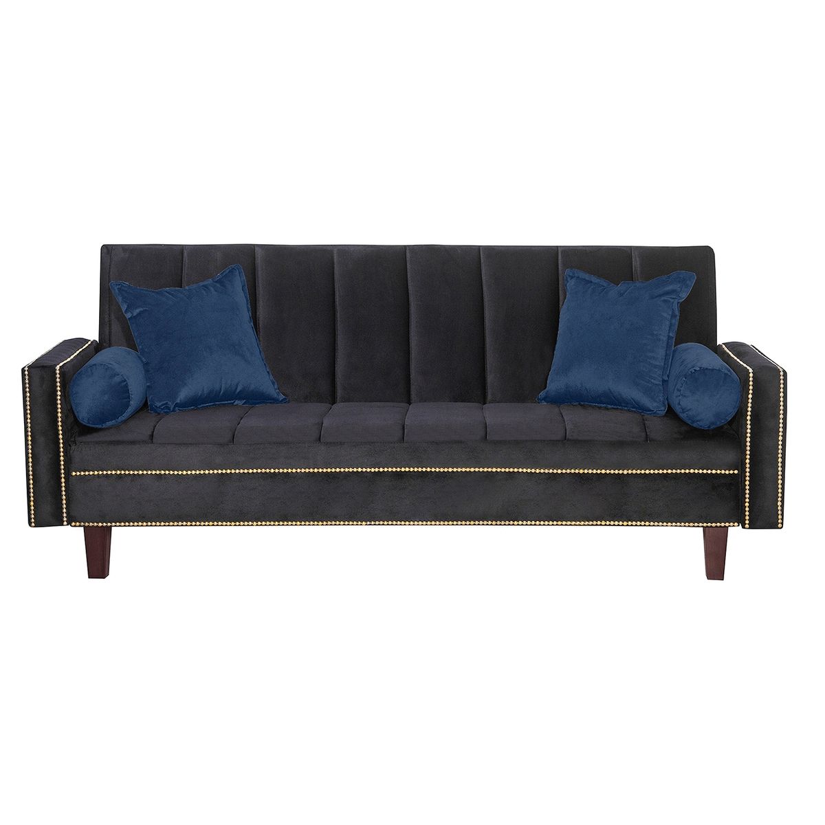 BLACK FACTORY - Futon Sofa Cama Vanguardia 200 x110 Negro - Azul