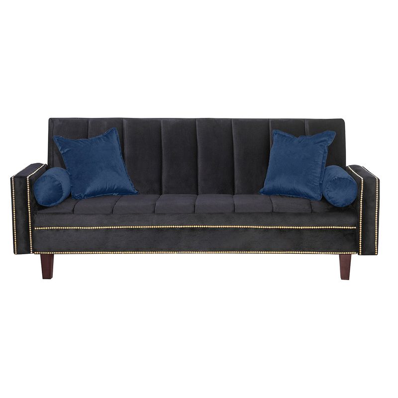 GENERICO - Futon Sofa Cama Vanguardia 200 x110 Negro - Azul