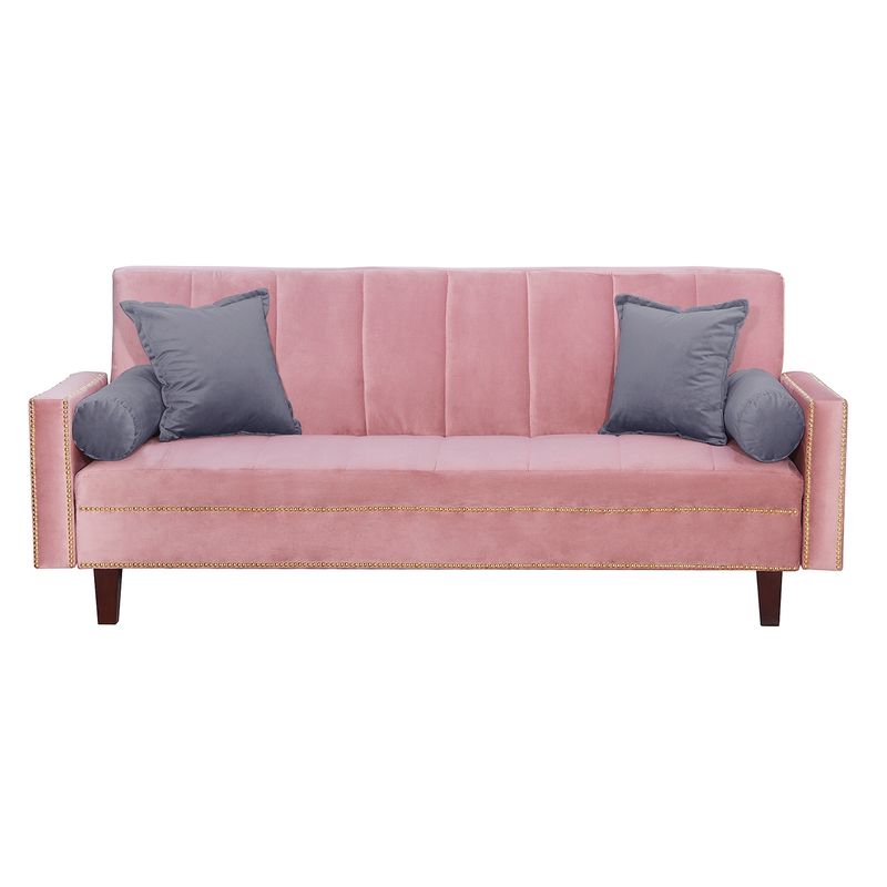GENERICO - Futon Sofa Cama Vanguardia 200 x110 Rosa - Gris